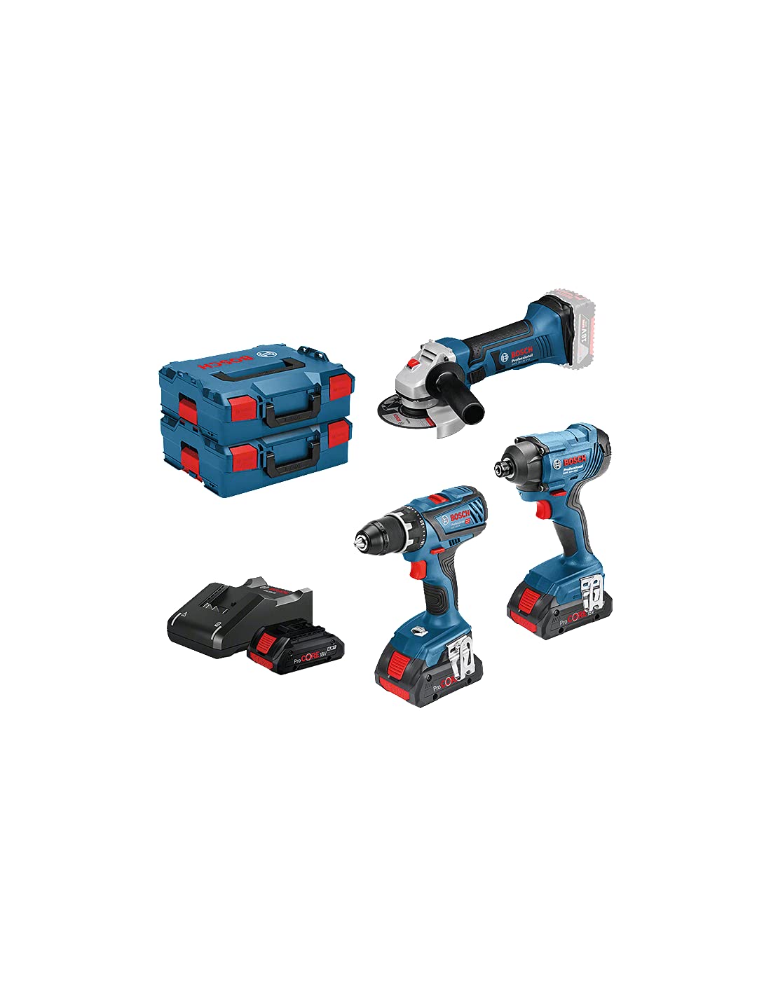 Bosch Professional set 18V GSR+GDR+GWS 3x4,0Ah L-BOXX