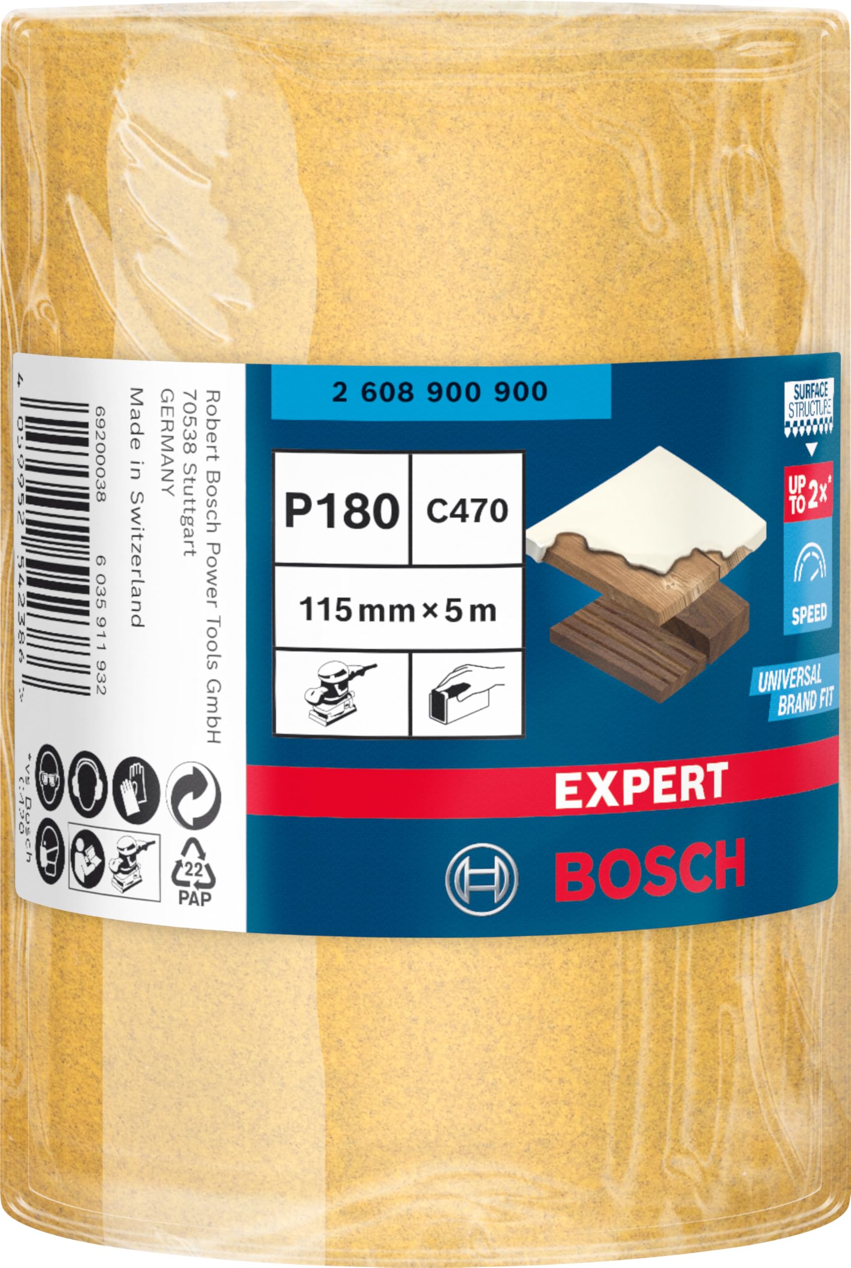 Bosch Expert C470 rouleau abrasif grain 180 115 mm 5 m