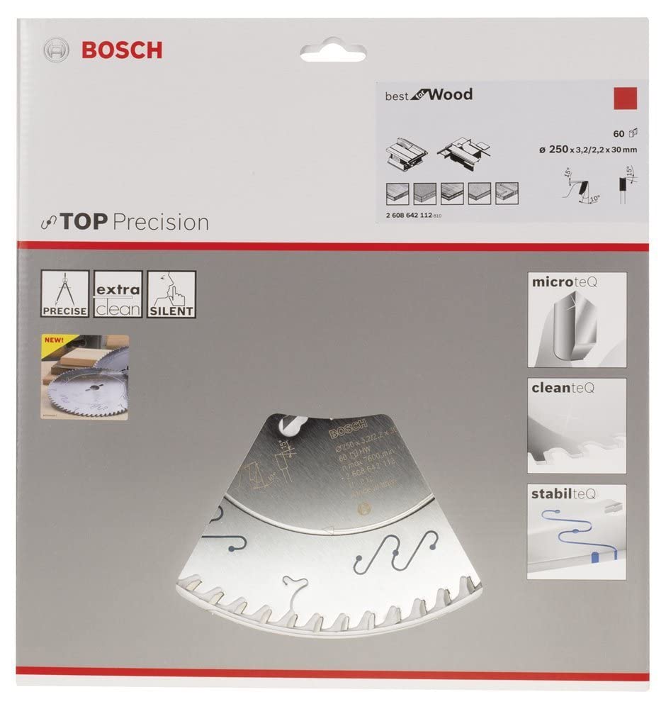 Bosch Top Precision Lame Scie Circulaire 250x30mm 60 Dents Bois