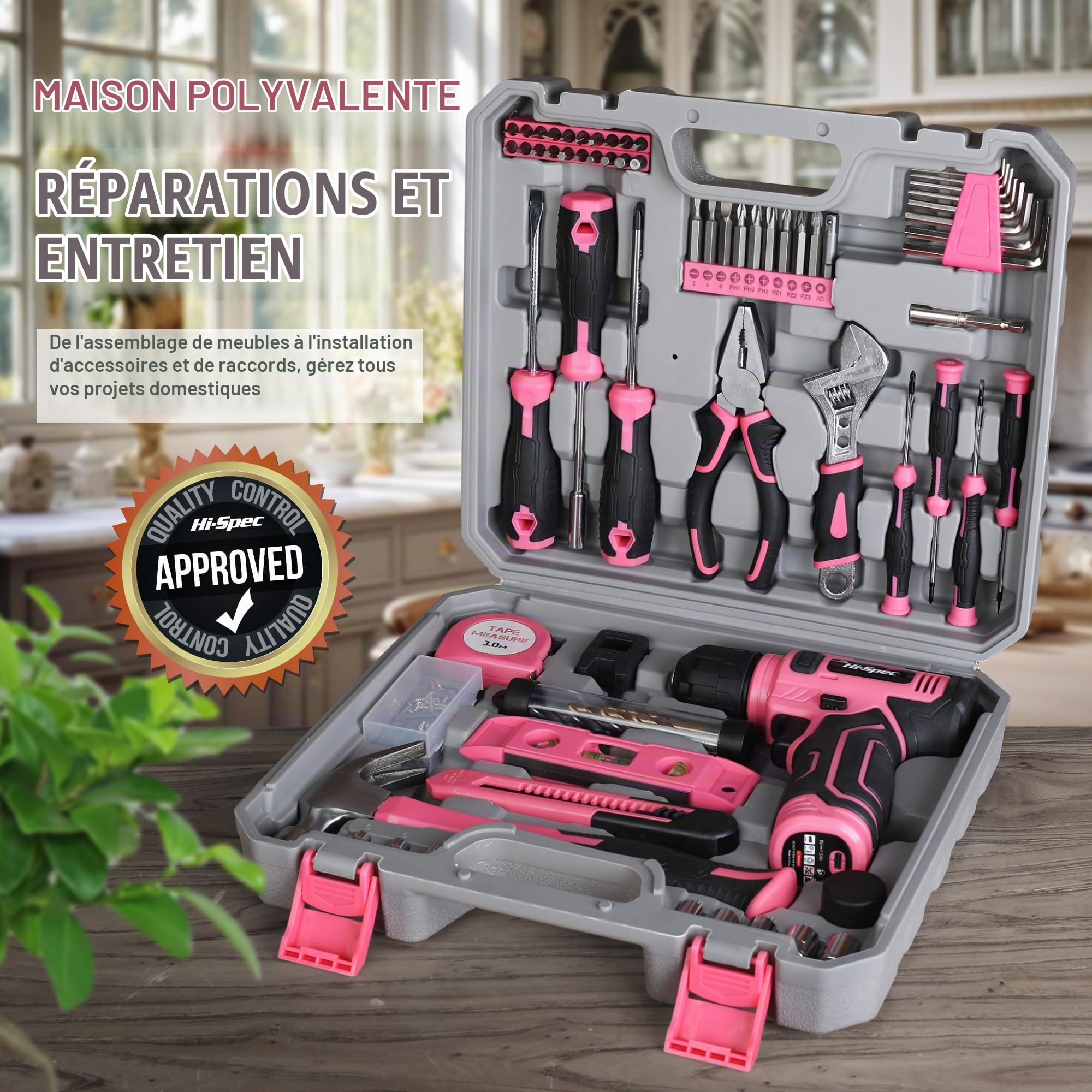 Hi-Spec Drill Drivers perceuse visseuse 8V rose mallette USB