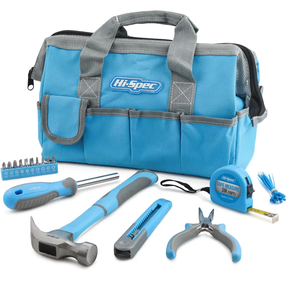 Hi-Spec Kit outils bleu 16 pièces sac maison