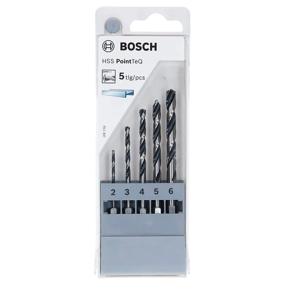 Bosch PointTeQ Jeu forets métal 2-6 mm x5 queue 1/4