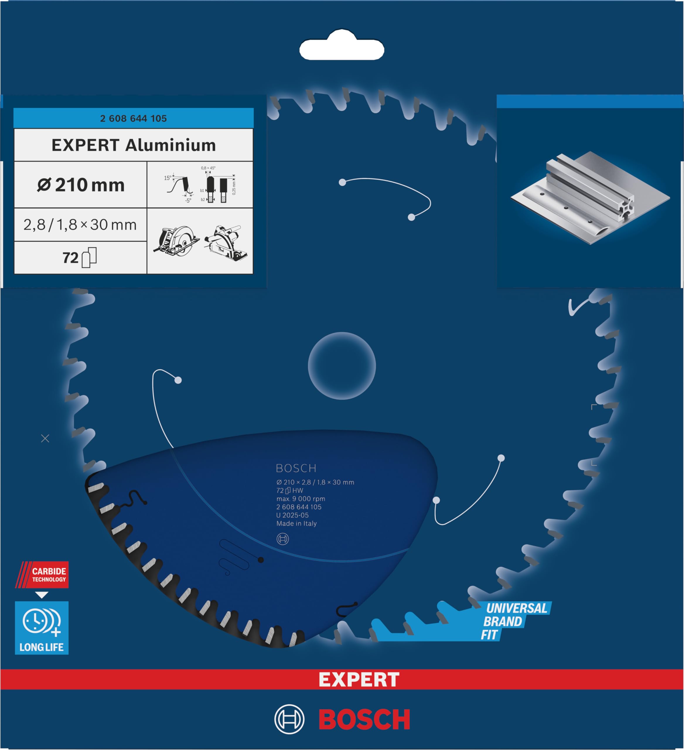 Bosch Expert Aluminium lame scie circulaire 210 mm 72 dents