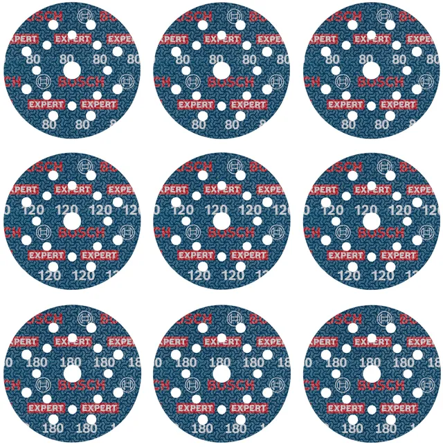 Bosch EXPERT O780 disques film 125 mm grains 80-180 x9