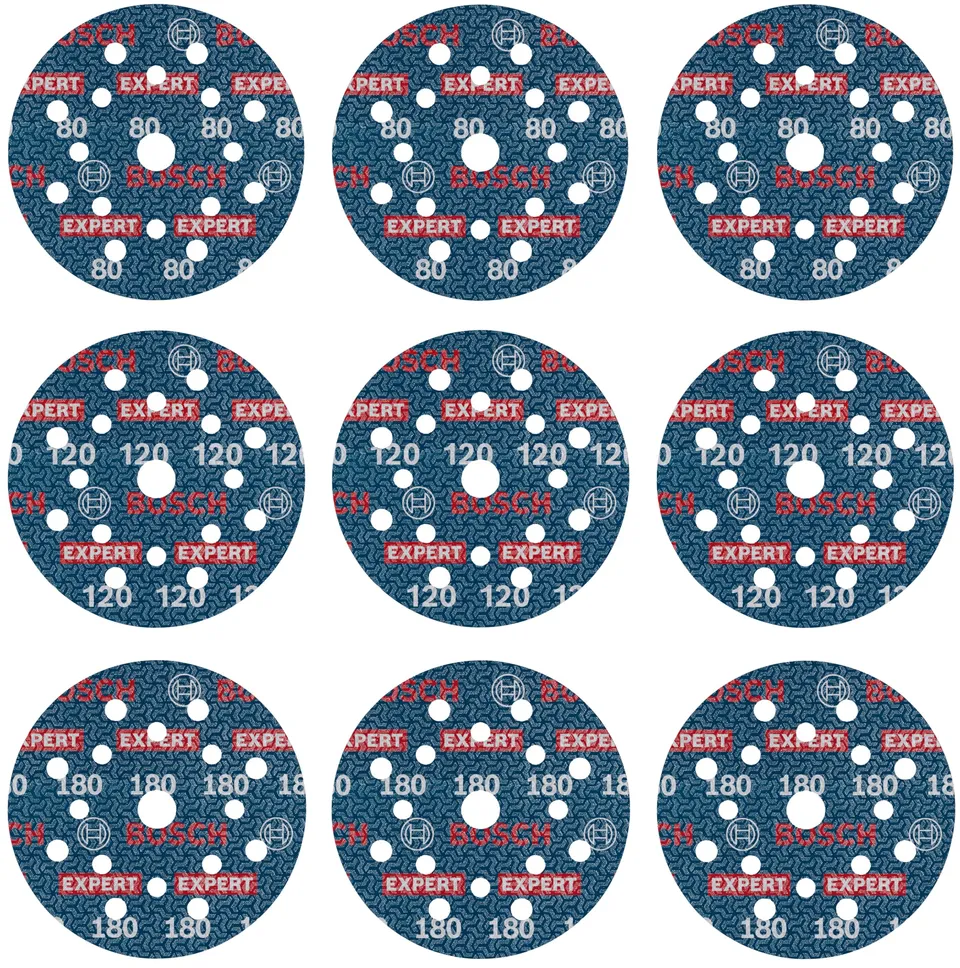 Bosch EXPERT O780 disques film 125 mm grains 80-180 x9