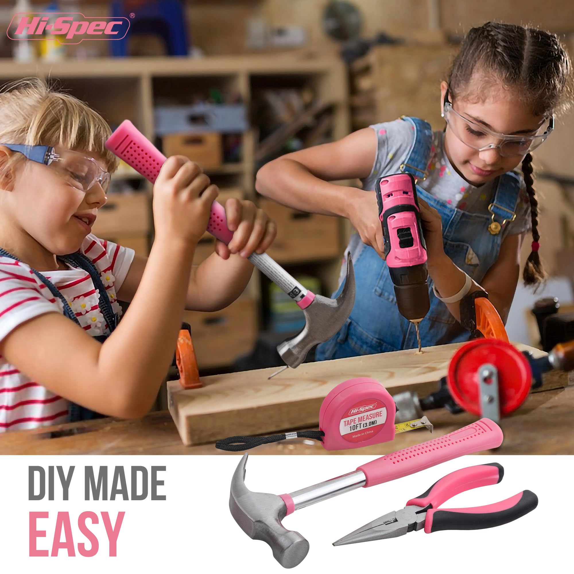 Hi-Spec Tool Kits kit outils rose 34 pièces maison