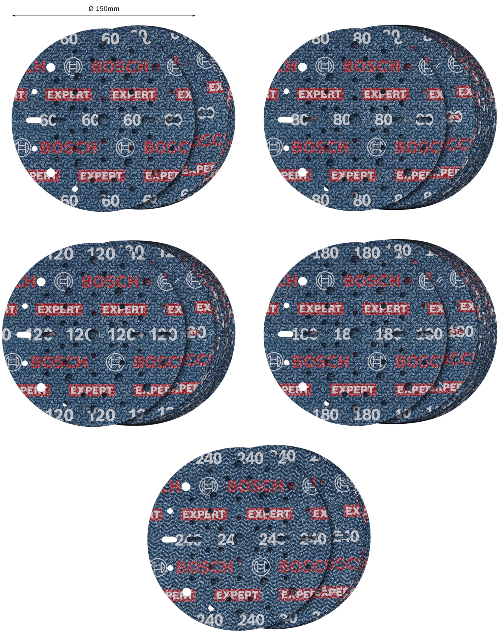 Bosch Expert O780 disque abrasif 150 mm 55 pièces assortiment