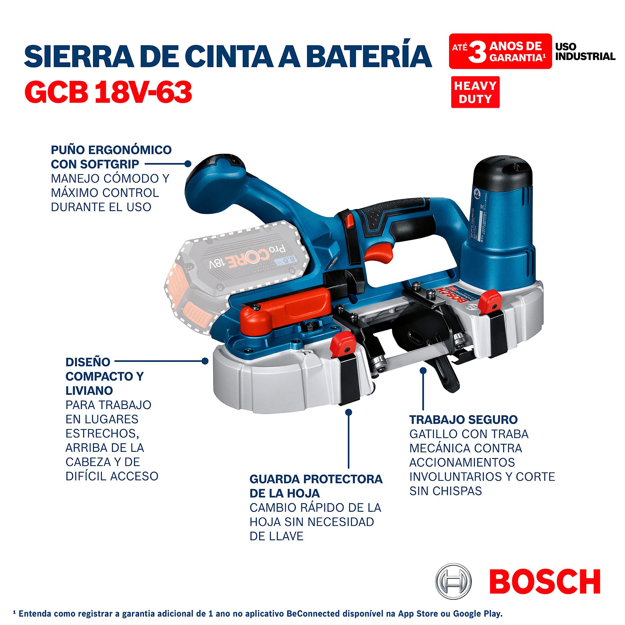 Bosch GCB 18V-63 scie à ruban 18V solo carton métal