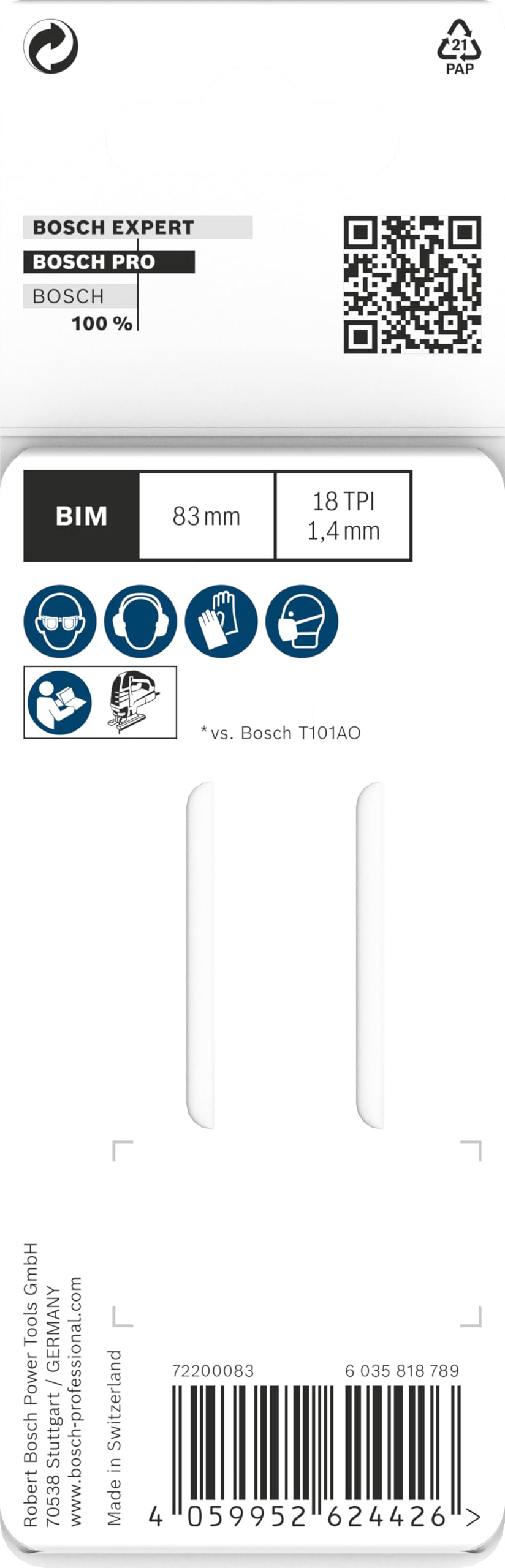 Bosch Pro T101AOF lame scie sauteuse bois dur 2 pcs 83 mm