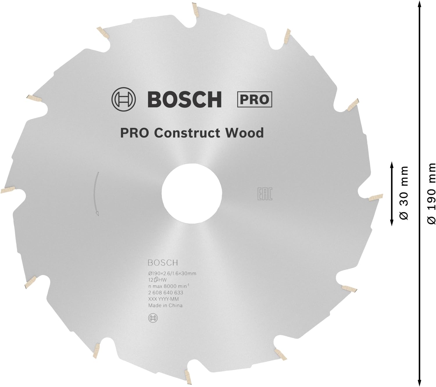 Bosch Construct Wood lame circulaire 190x30 mm 12 dents