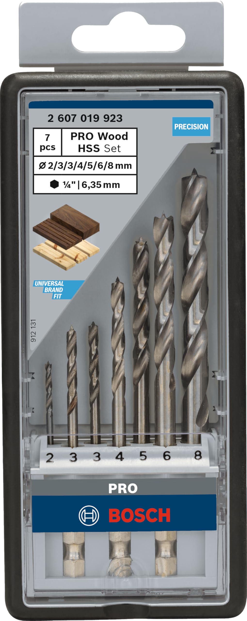 Bosch Pro Wood foret bois coffret 7 pièces queue six pans