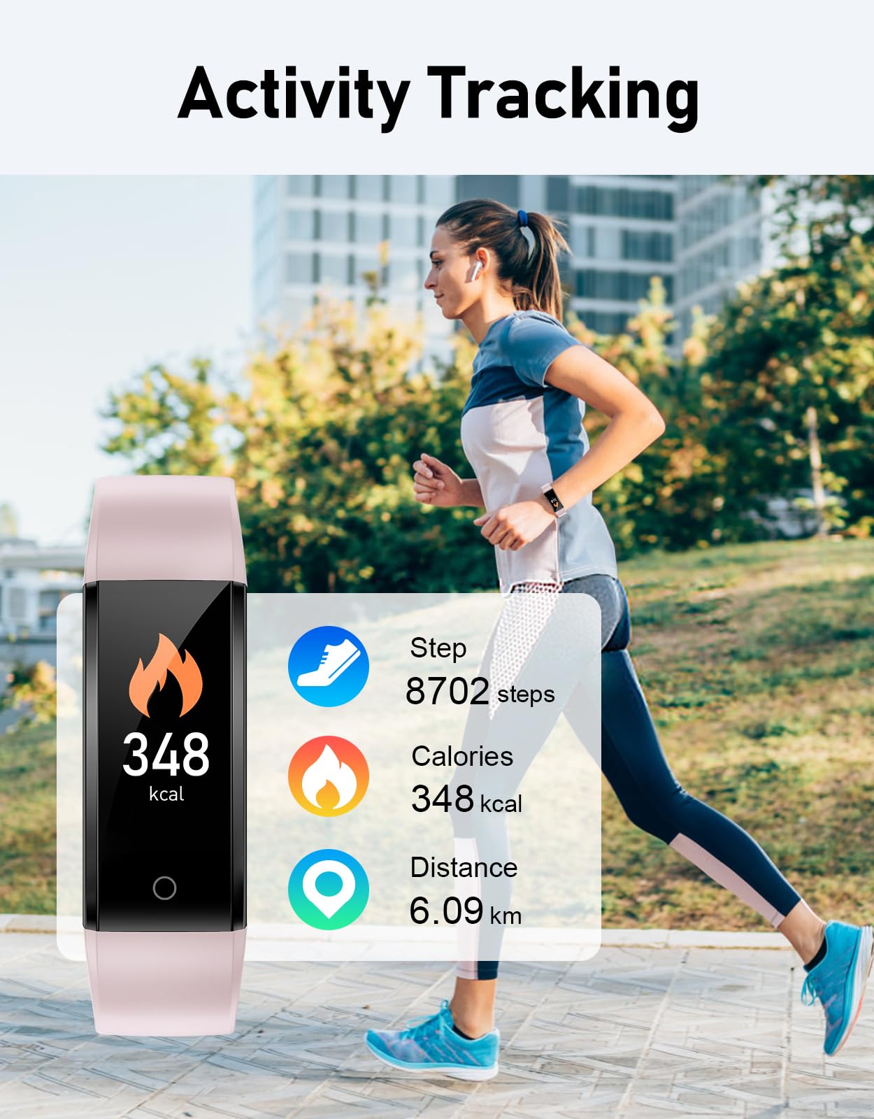 GRV montre podomètre marche rose non connectée sans Bluetooth