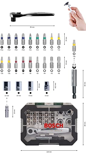 Bosch Jeu 26 embouts tournevis extra dur + cliquet