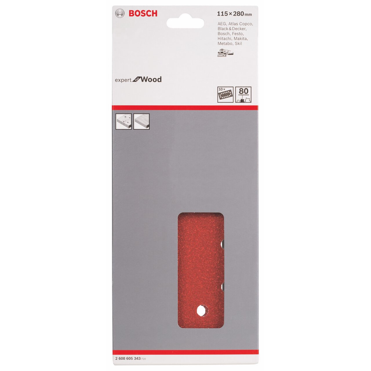 Bosch C430 feuille abrasive 115x280mm grain 80 lot 10