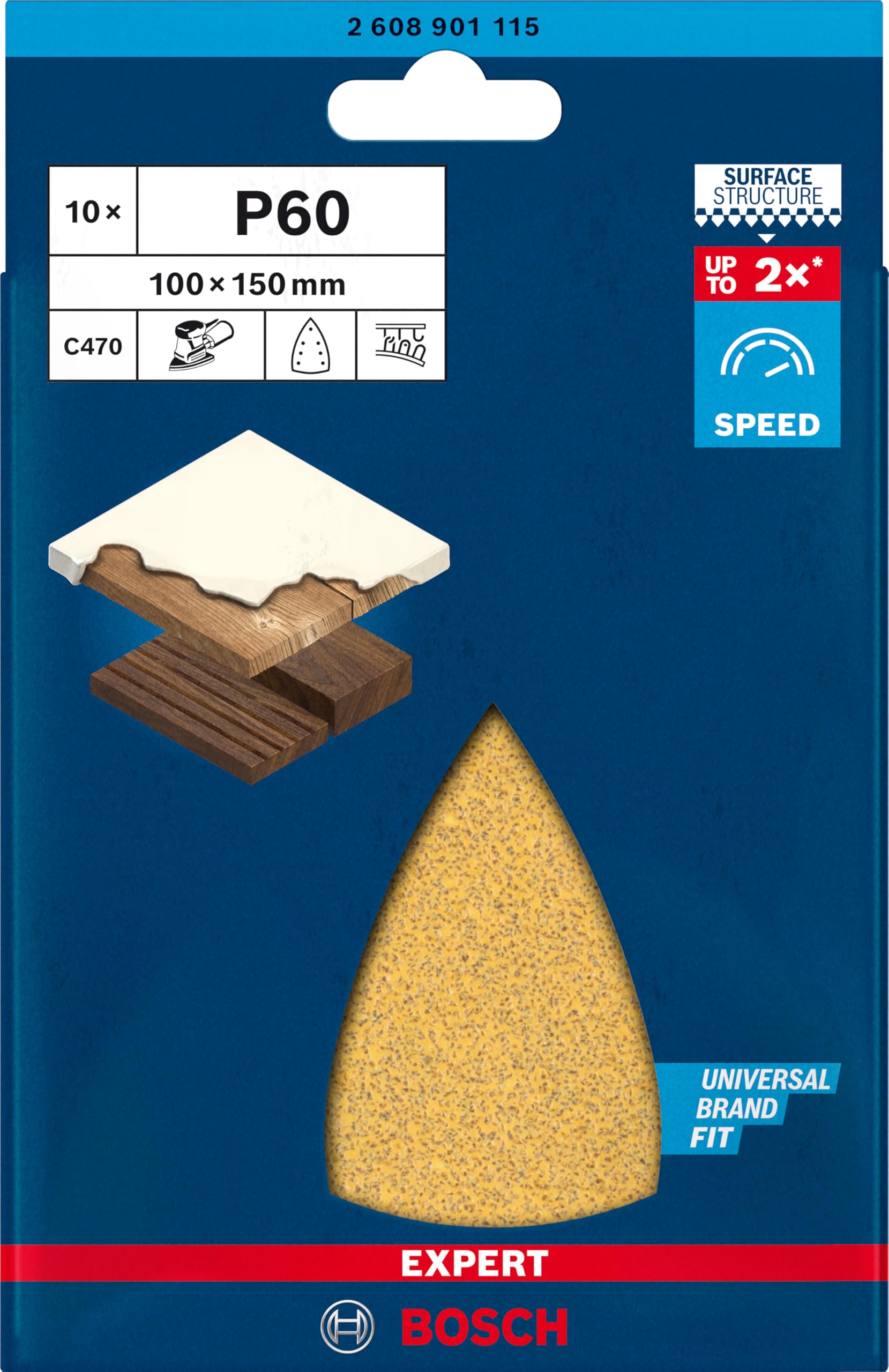 Bosch Expert C470 Feuille Abrasive 100x150 G60 x10