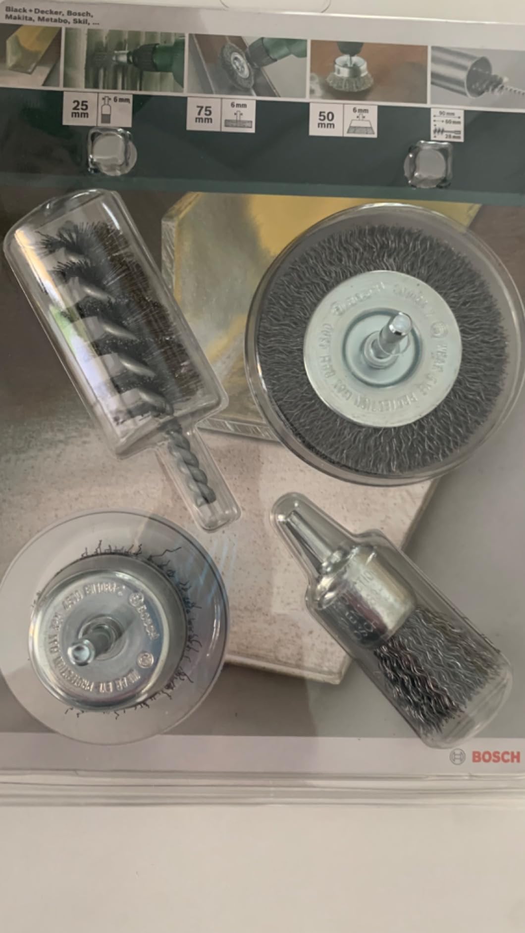 Bosch 2609256553 lot 4 brosses métalliques acier