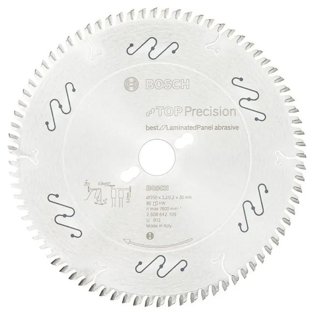Bosch Lame scie circulaire 250x30 mm 80 dents stratifié