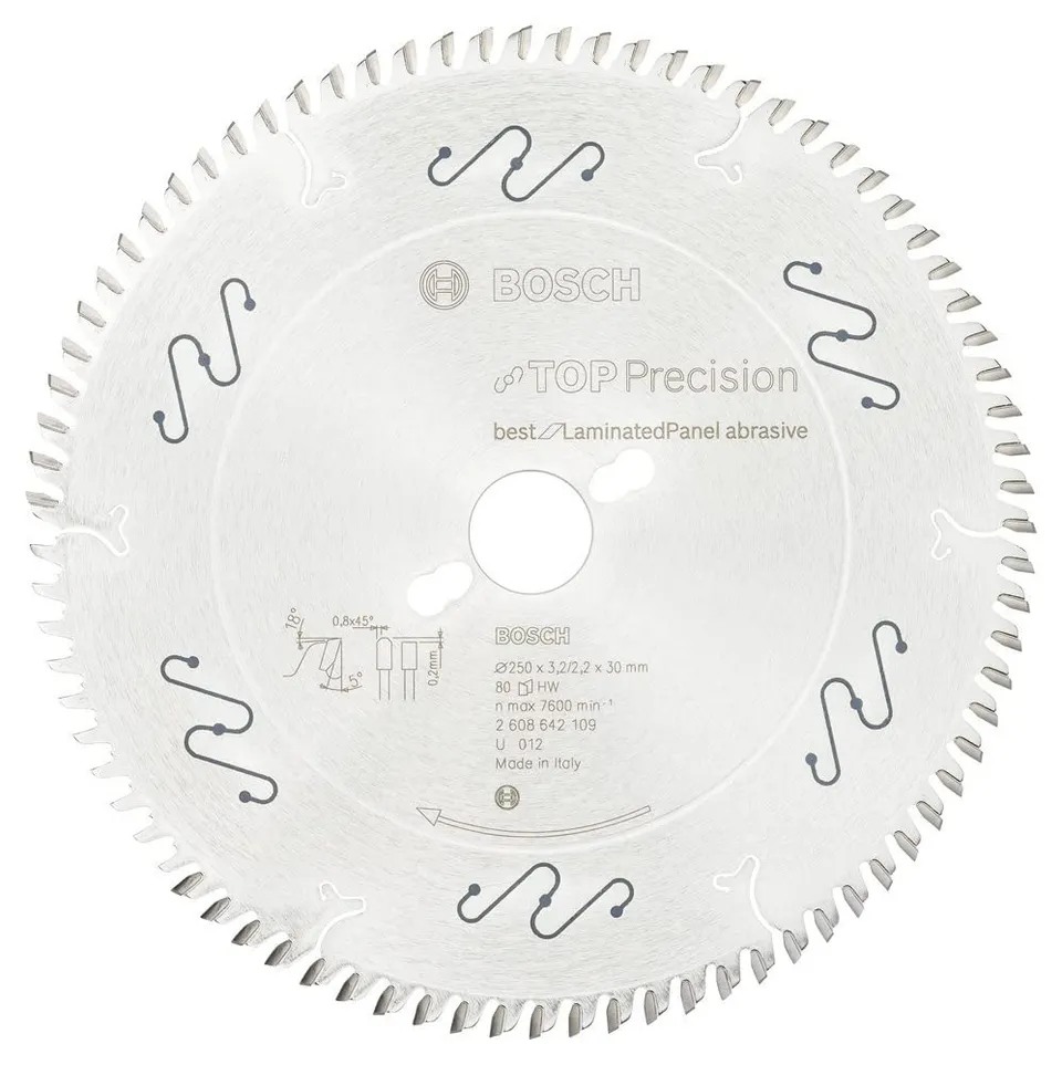 Bosch Lame scie circulaire 250x30 mm 80 dents stratifié