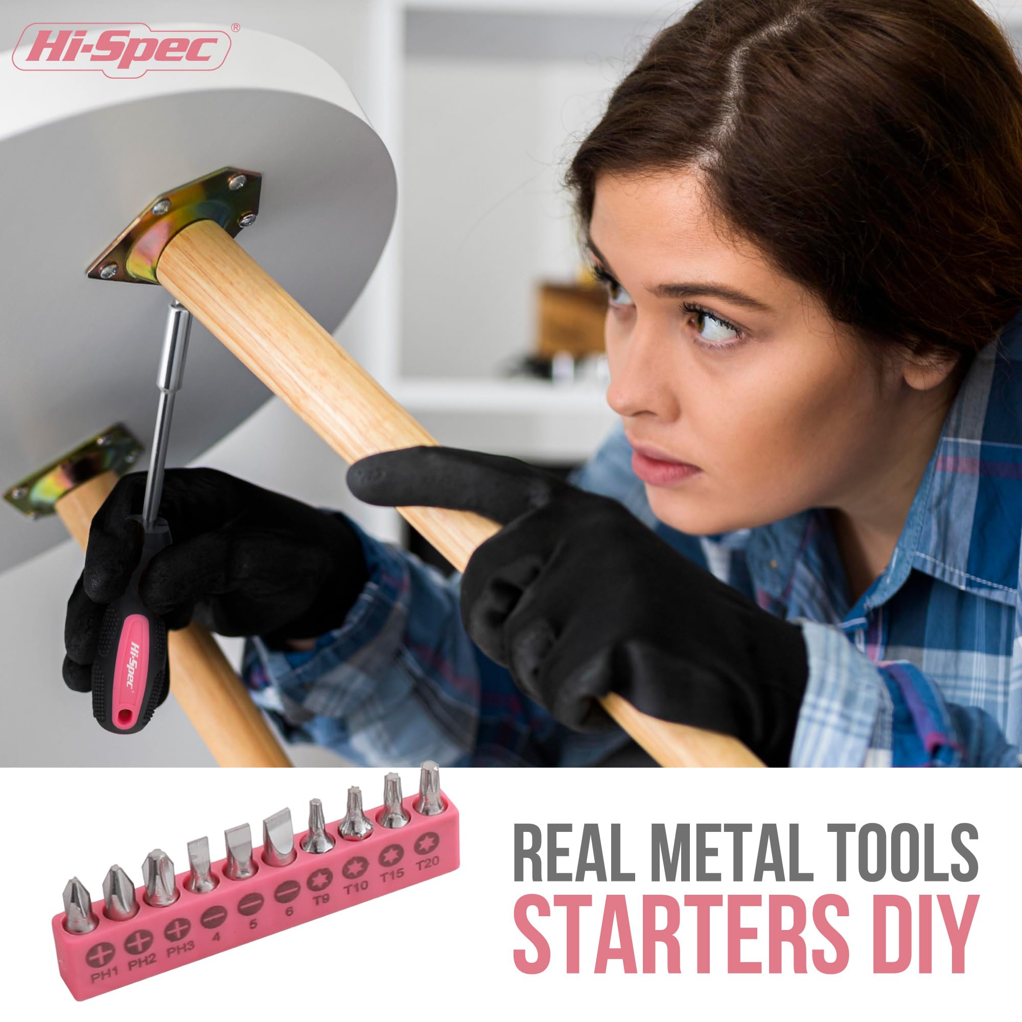 Hi-Spec Tool Kits kit outils 16 pièces rose sac zippé