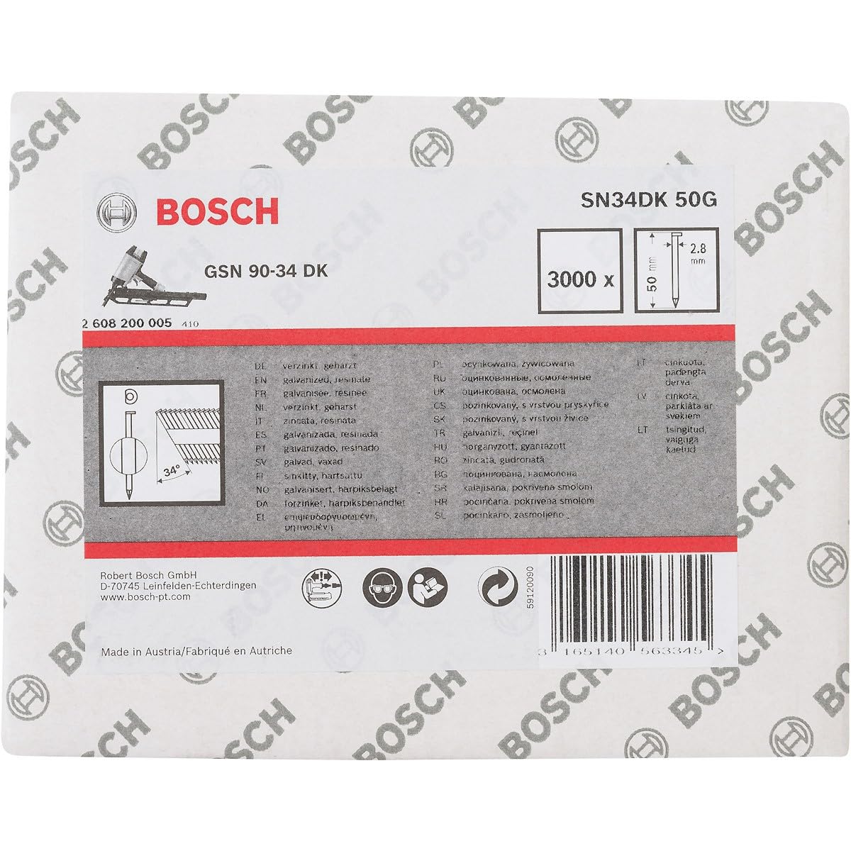 Bosch clous bande PRO SN34CH 90 mm x2500
