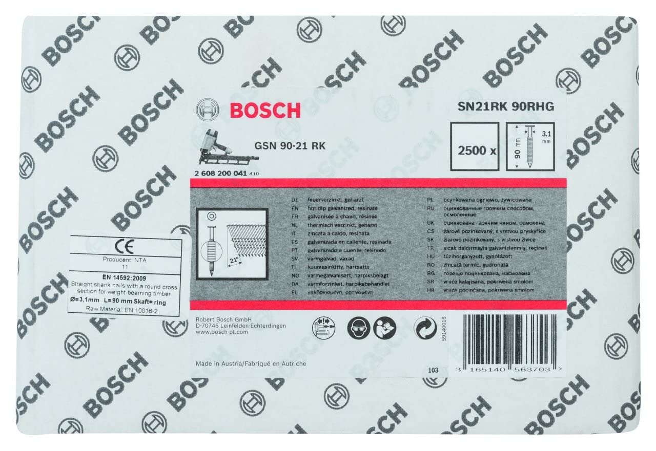 Bosch PRO SN21FH RG Clous Bande 75 mm Boîte 3000 Bois