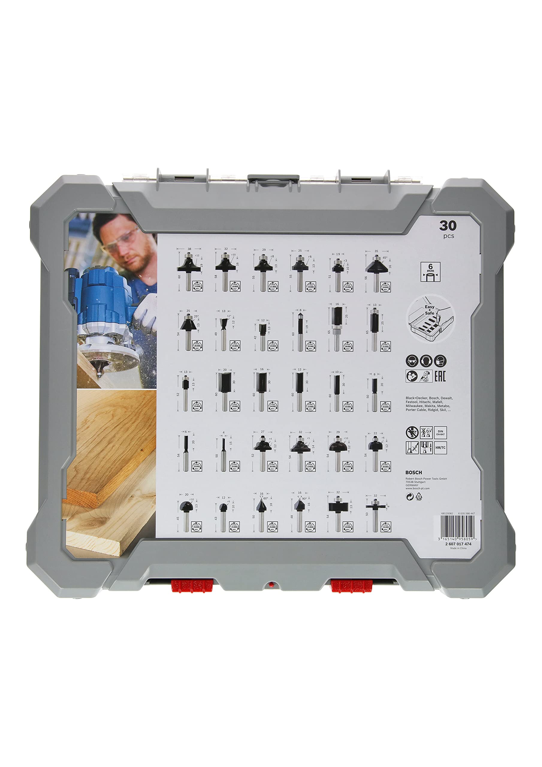 Bosch PRO kit fraises mixtes 30 pièces queue 6 mm bois