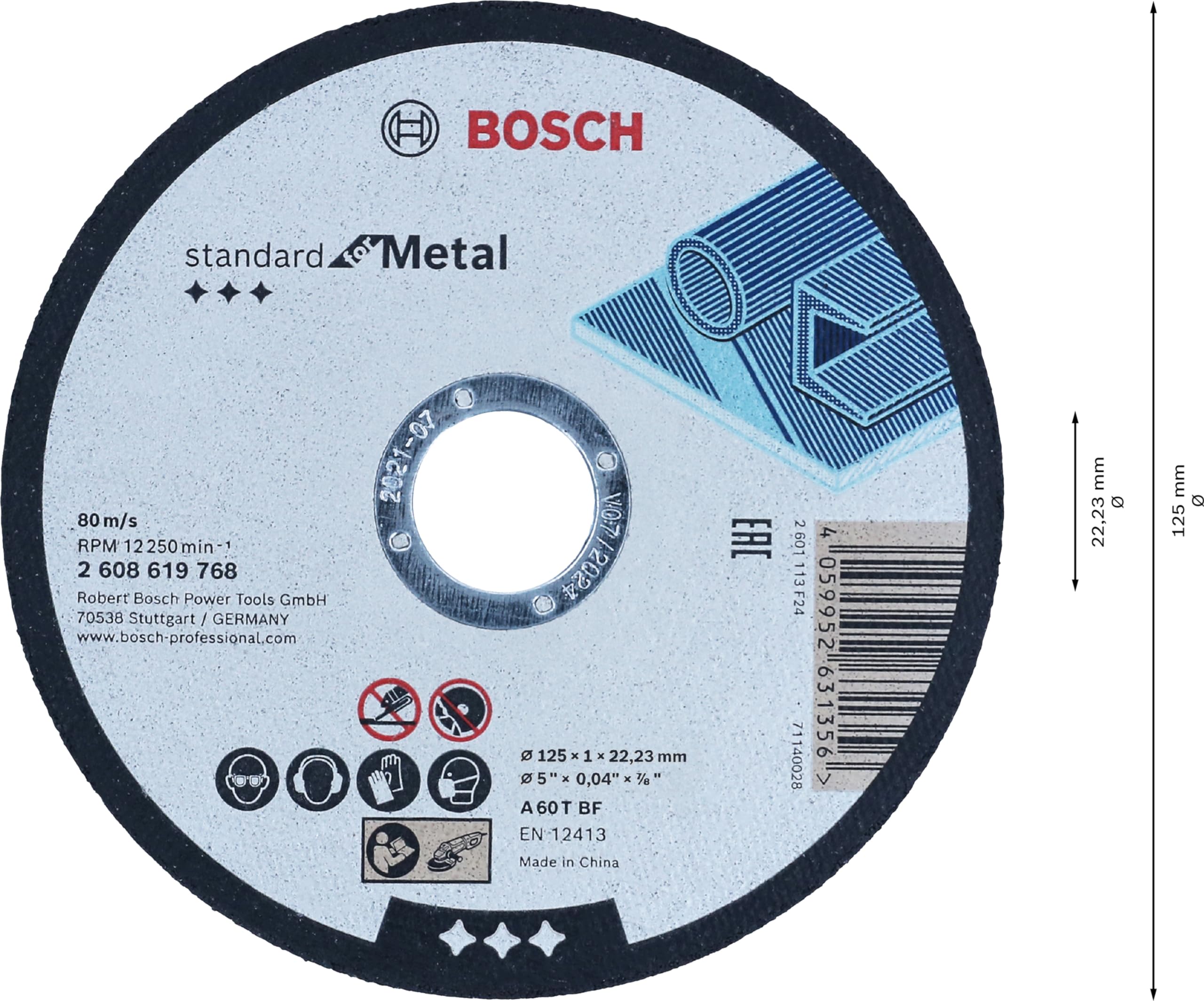 Bosch Lot 100 disques tronçonner 125 mm métal M14