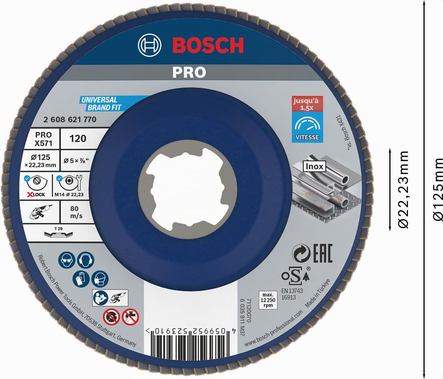 Bosch PRO X571 plateau lamelles 125mm G120 X-Lock