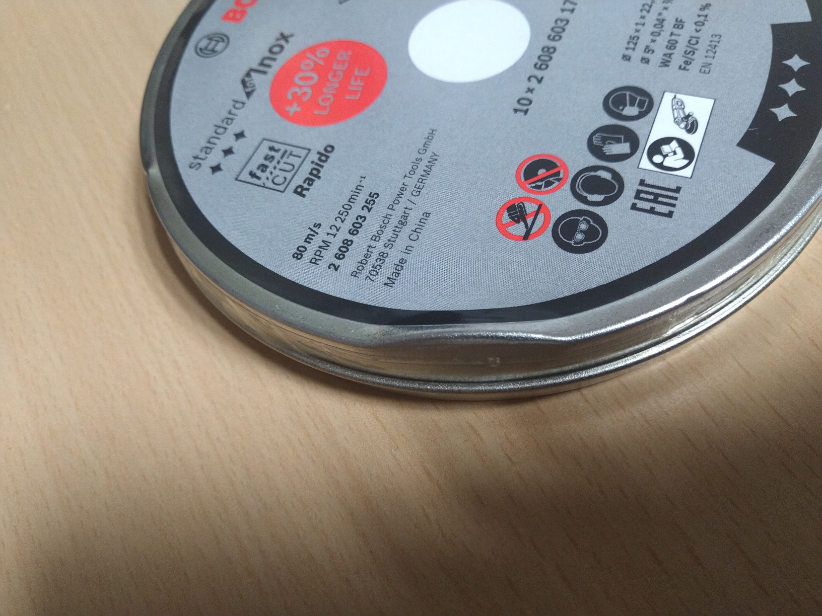 Bosch 10 Disques Tronçonner Inox Ø 125 mm Meuleuse