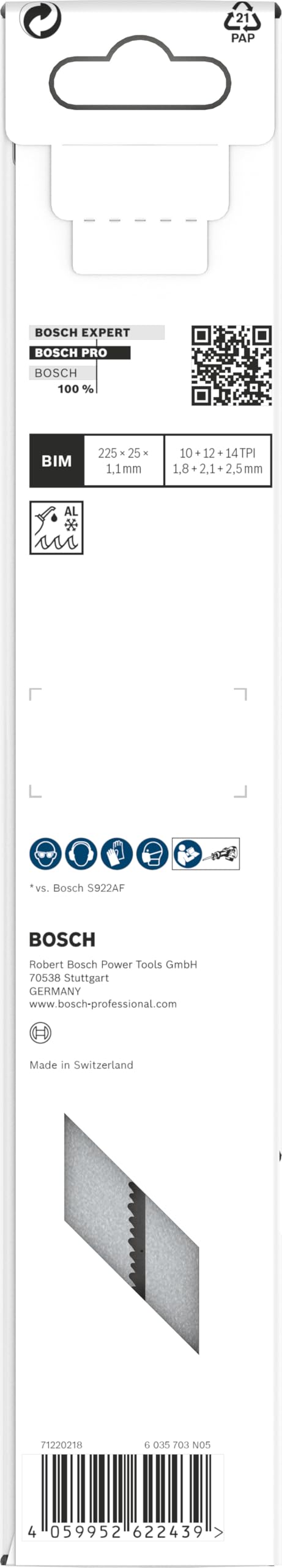 Bosch PRO S1137HBF Lames scie sabre 225mm 5pcs métal