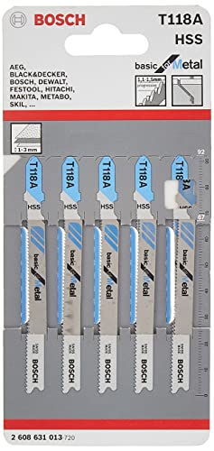Bosch T 118 AF lame scie sauteuse métal 5 pièces tôle 1-3 mm