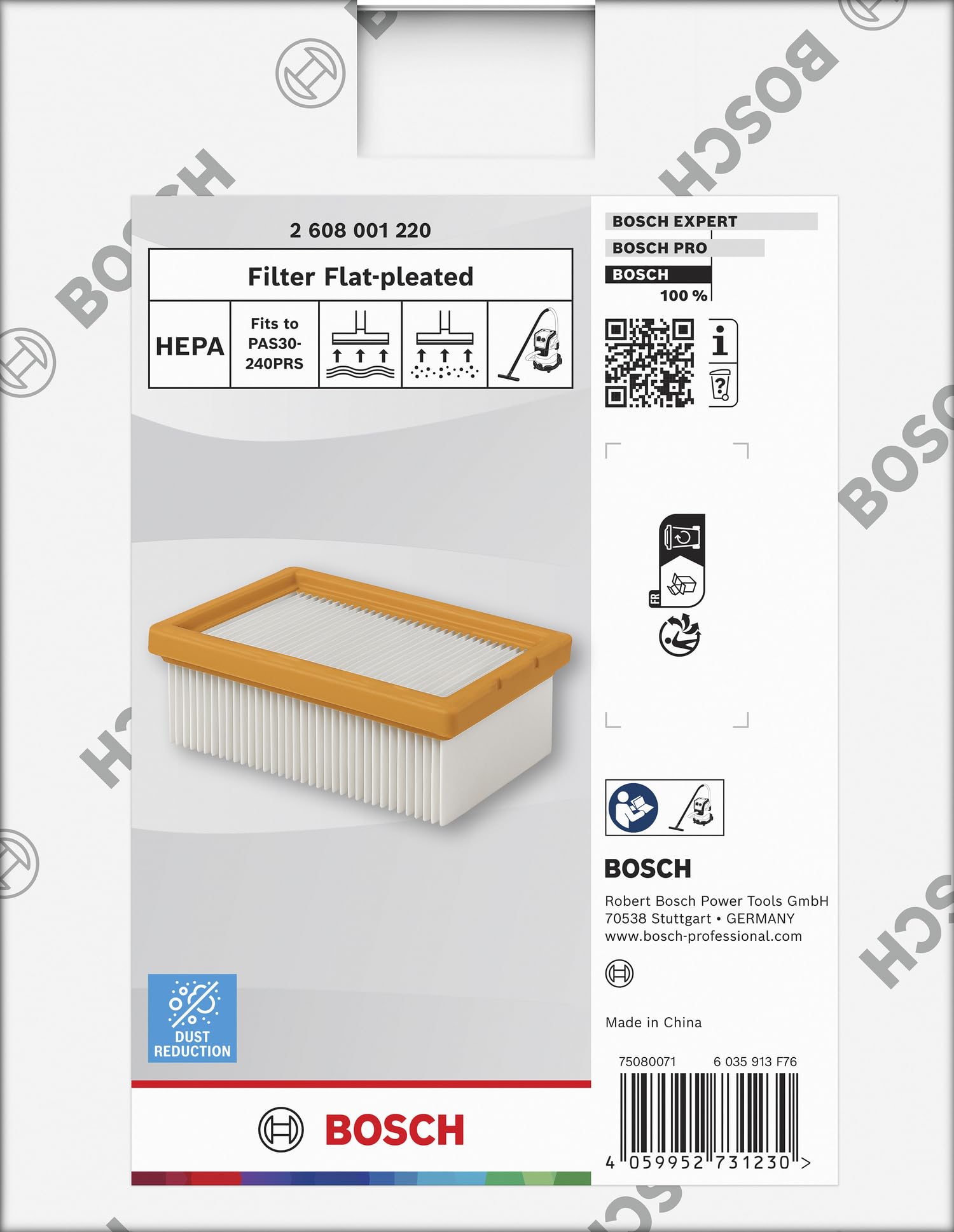 Bosch filtre plat plissé HEPA aspirateur sec/eau