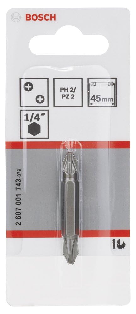 Bosch 2607001743 embout tournevis double PH2/PZ2 45 mm