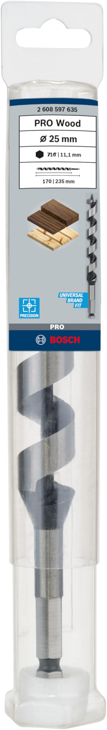 Bosch mèche bois hélicoïdale 25 mm 235 mm six pans