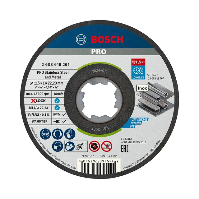 Bosch Standard Inox disque à tronçonner 115 mm X-LOCK