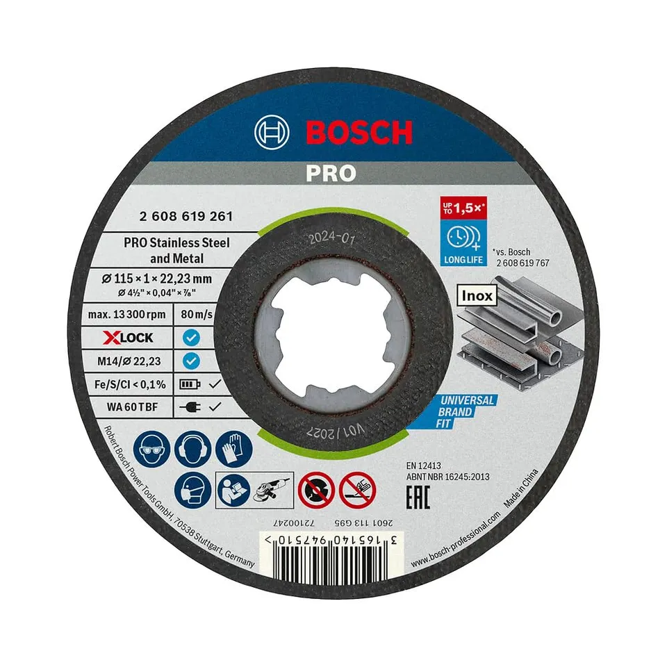 Bosch Standard Inox disque à tronçonner 115 mm X-LOCK