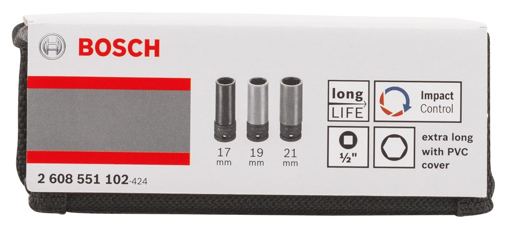 Bosch Set 3 Douilles 85 mm 17/19/21 mm 1/2 Pouce