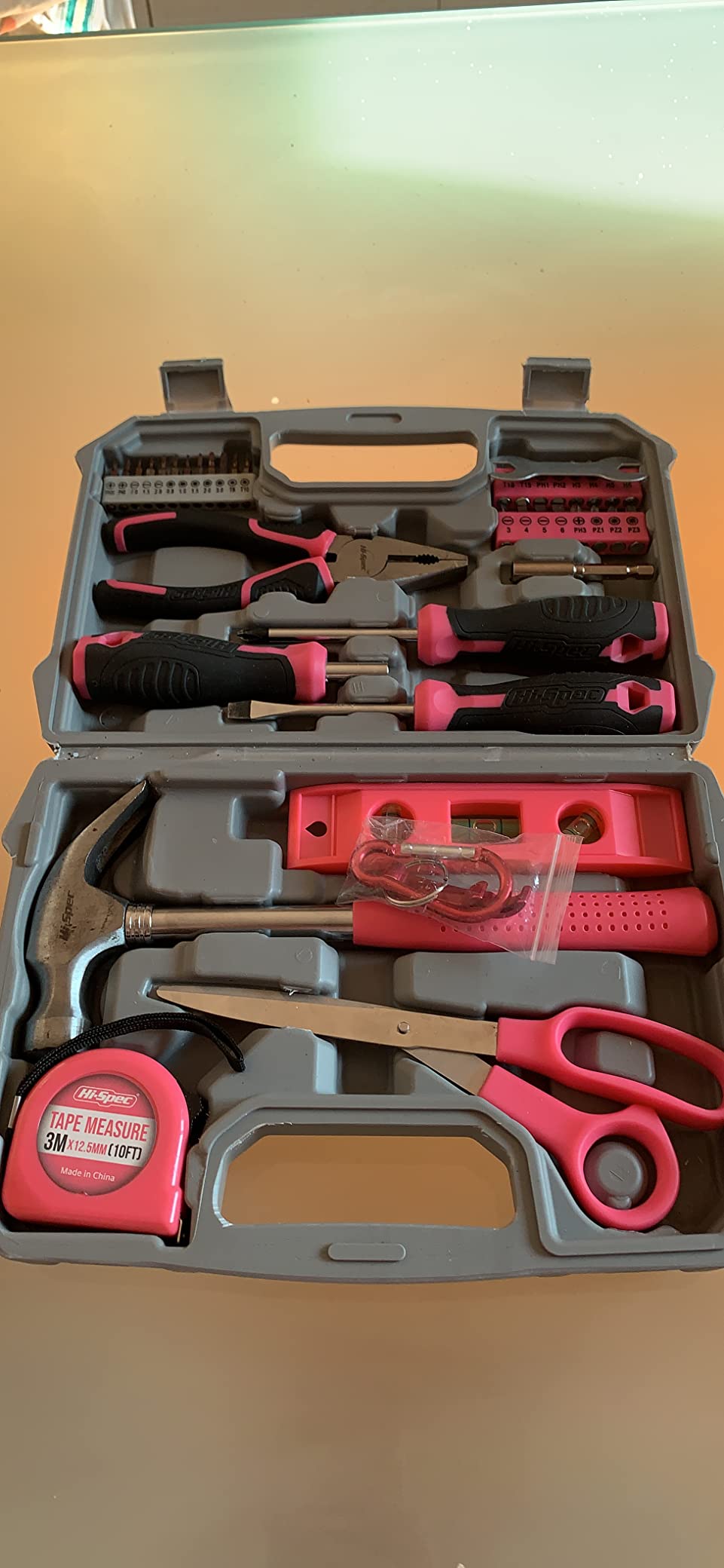 Hi-Spec Kit Outils Maison Rose 42 Pièces Mallette