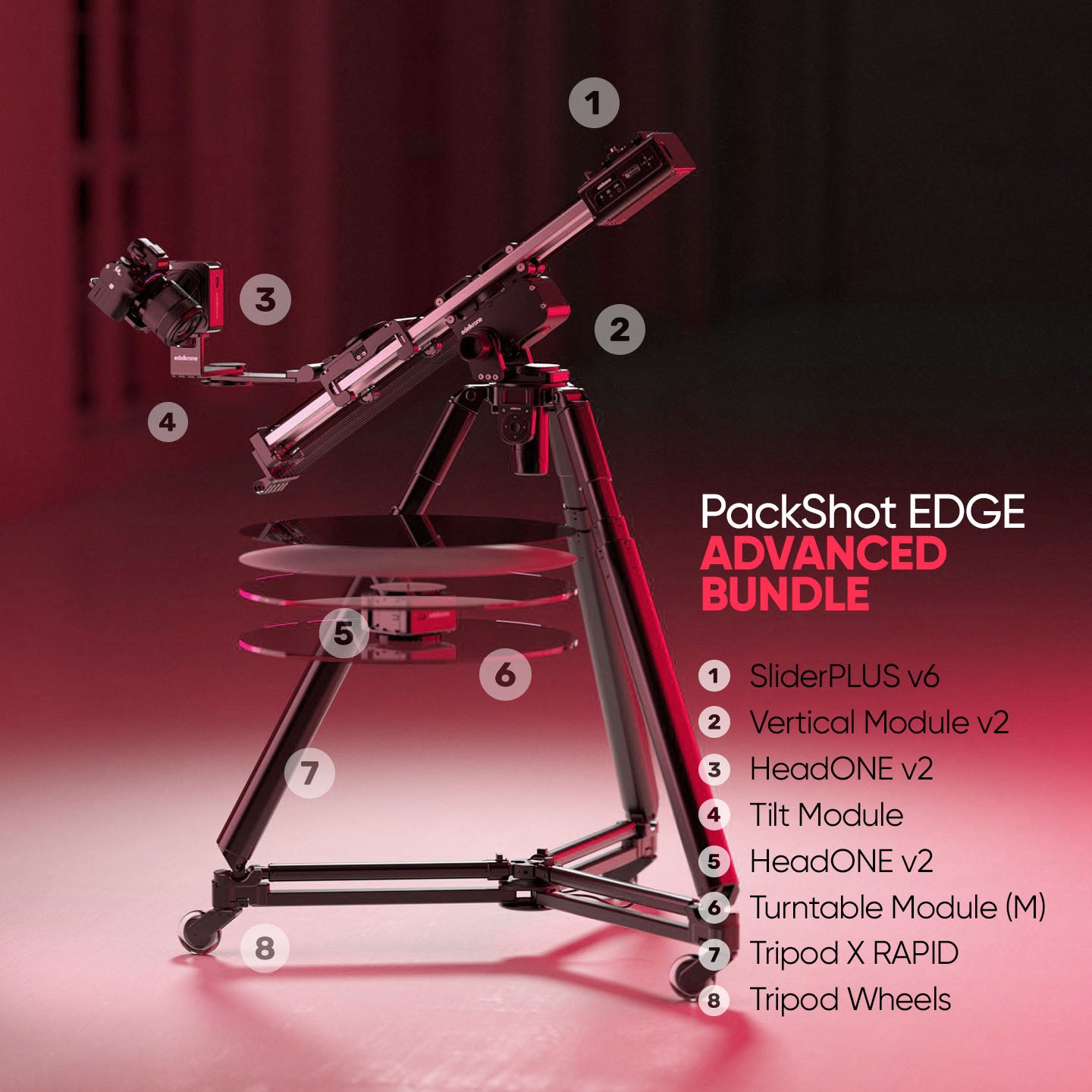 Edelkrone PackShot EDGE Bundle slider vidéo produit Complete