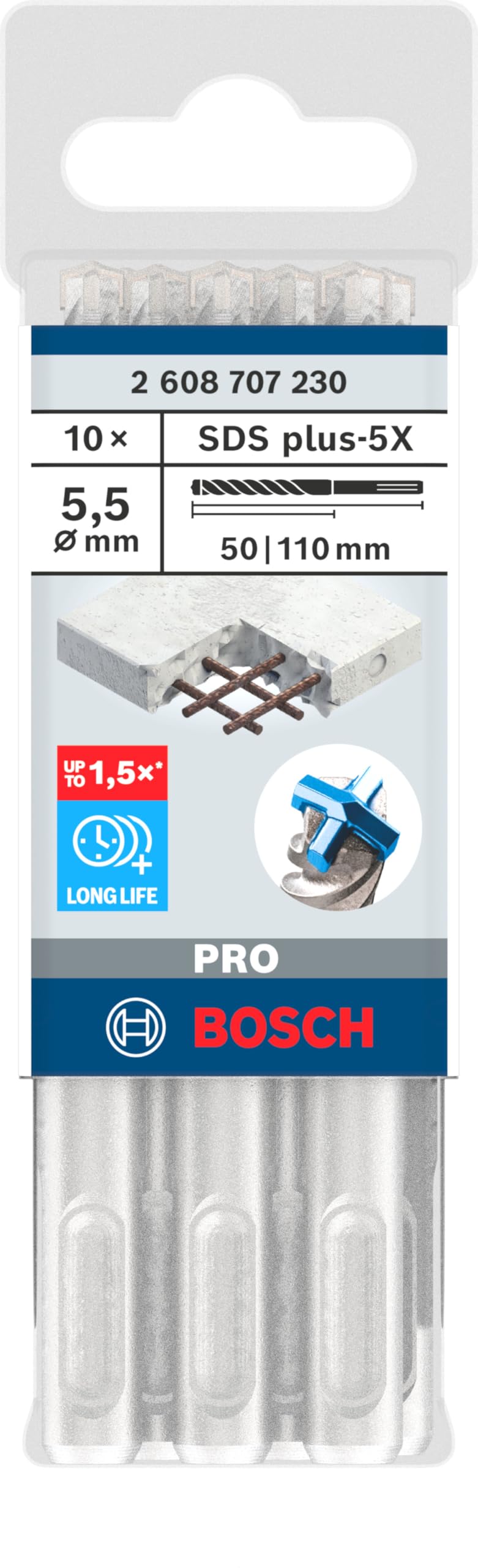 Bosch Pro SDS plus-5X foret béton 5,5x110 mm x10