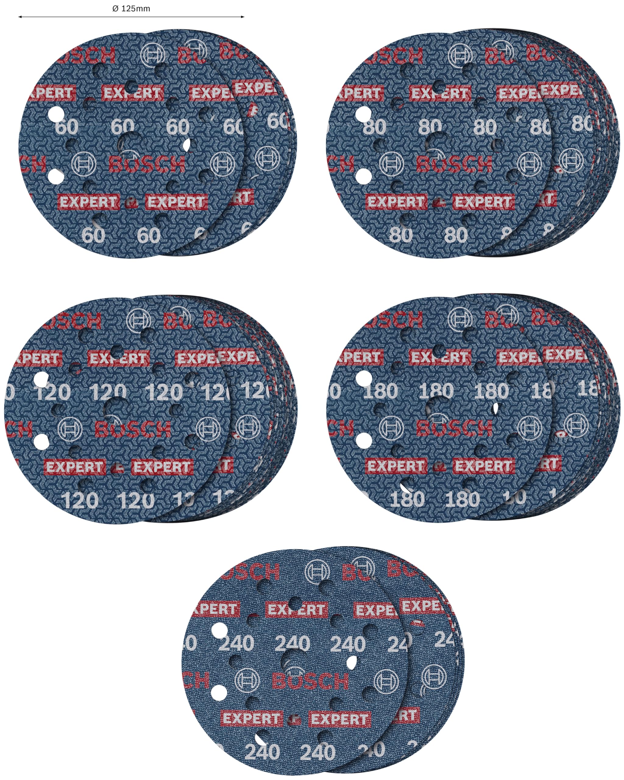 Bosch EXPERT O780 disque abrasif 125mm 60-240 lot 55