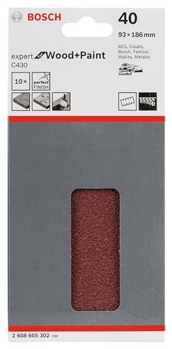 Bosch C430 feuille abrasive 93x186 mm grain 40 lot 10