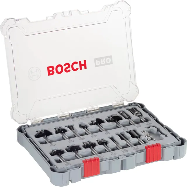 Bosch PRO kit fraises mixtes bois 15 pcs 8 mm
