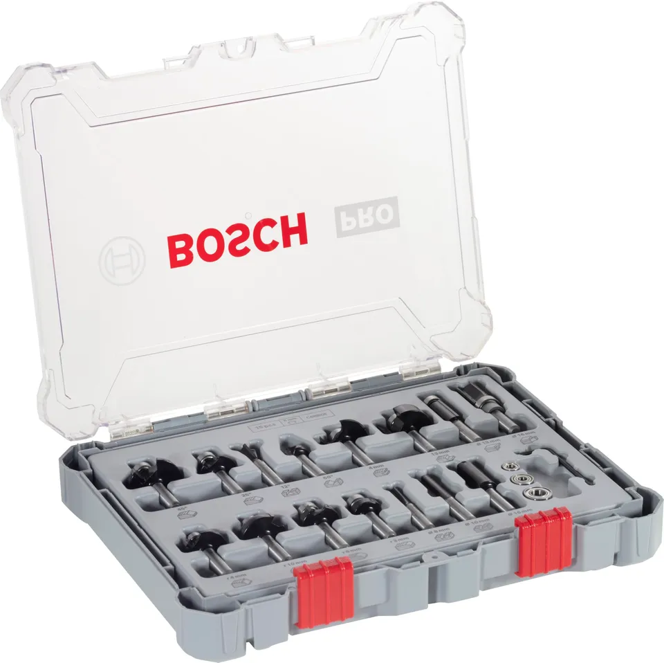 Bosch PRO kit fraises mixtes bois 15 pcs 8 mm