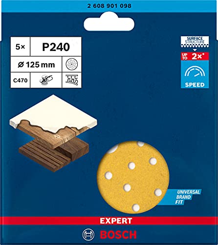 Bosch Expert C470 feuilles abrasives 125 mm grain 240 bois