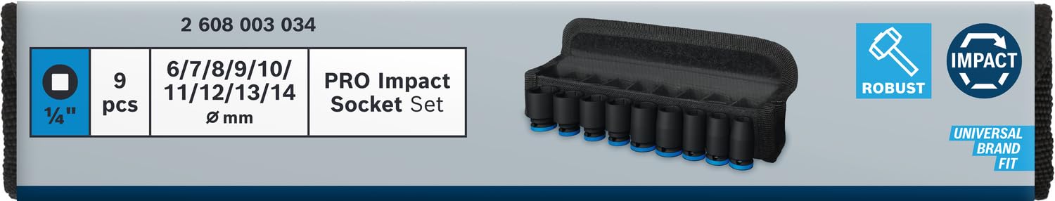 Bosch PRO Impact coffret douilles 9 pcs 1/4" vissage