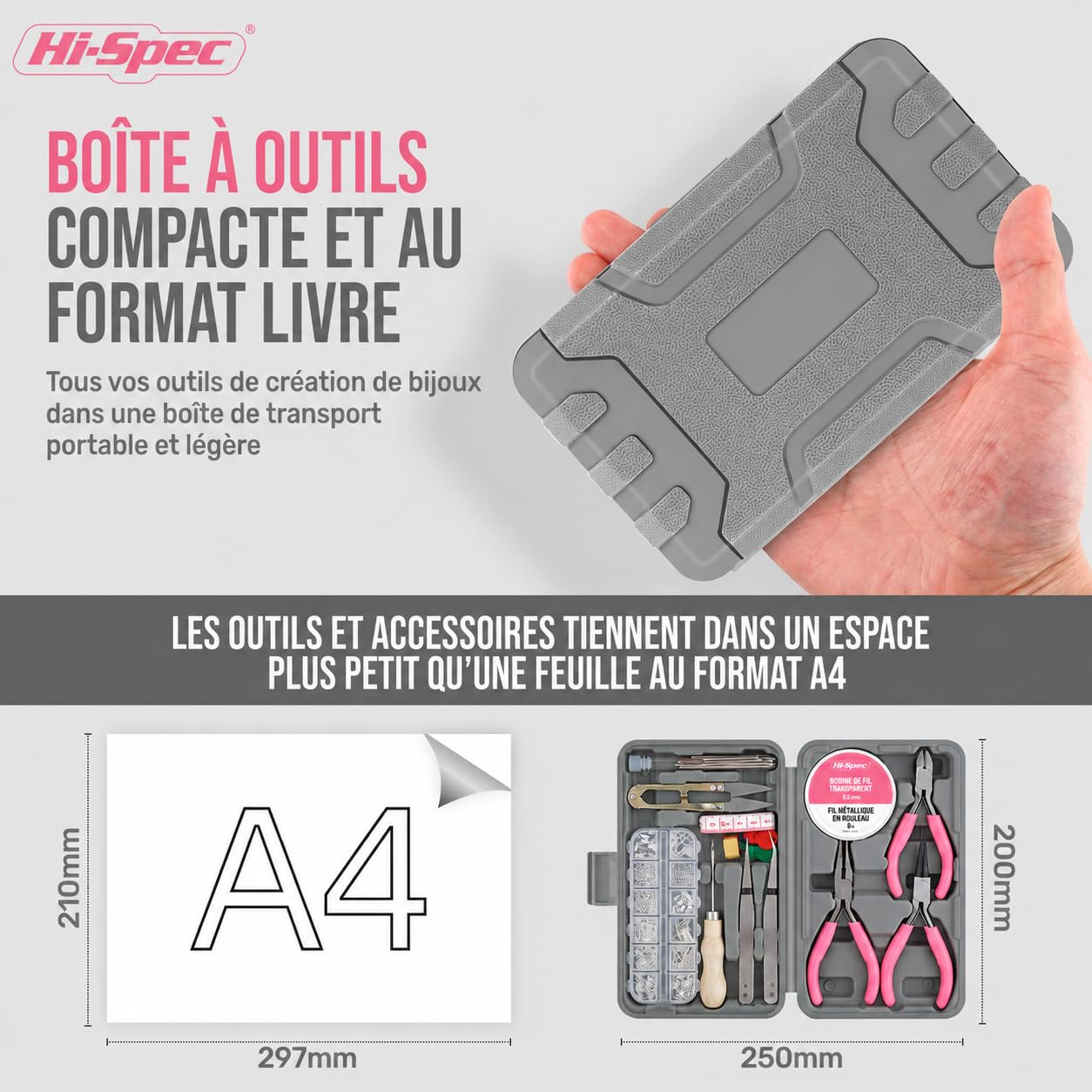 Hi-Spec Kit bijoux 17 outils + 600 accessoires pinces