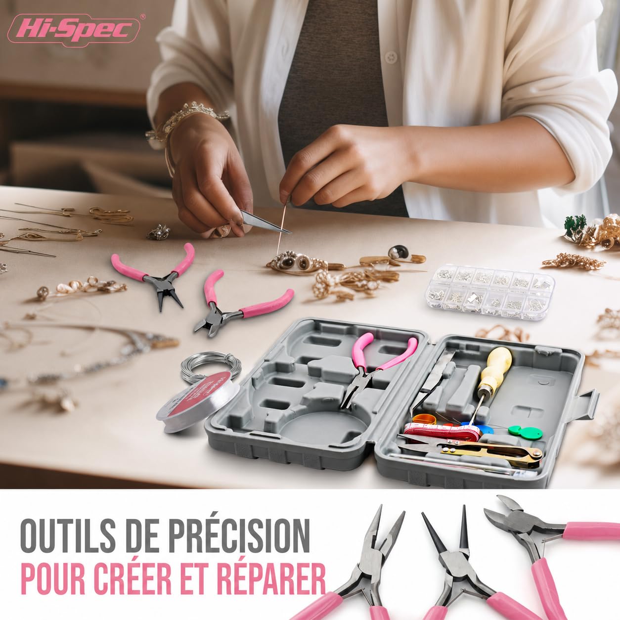 Hi-Spec Kit bijoux 17 outils + 600 accessoires pinces