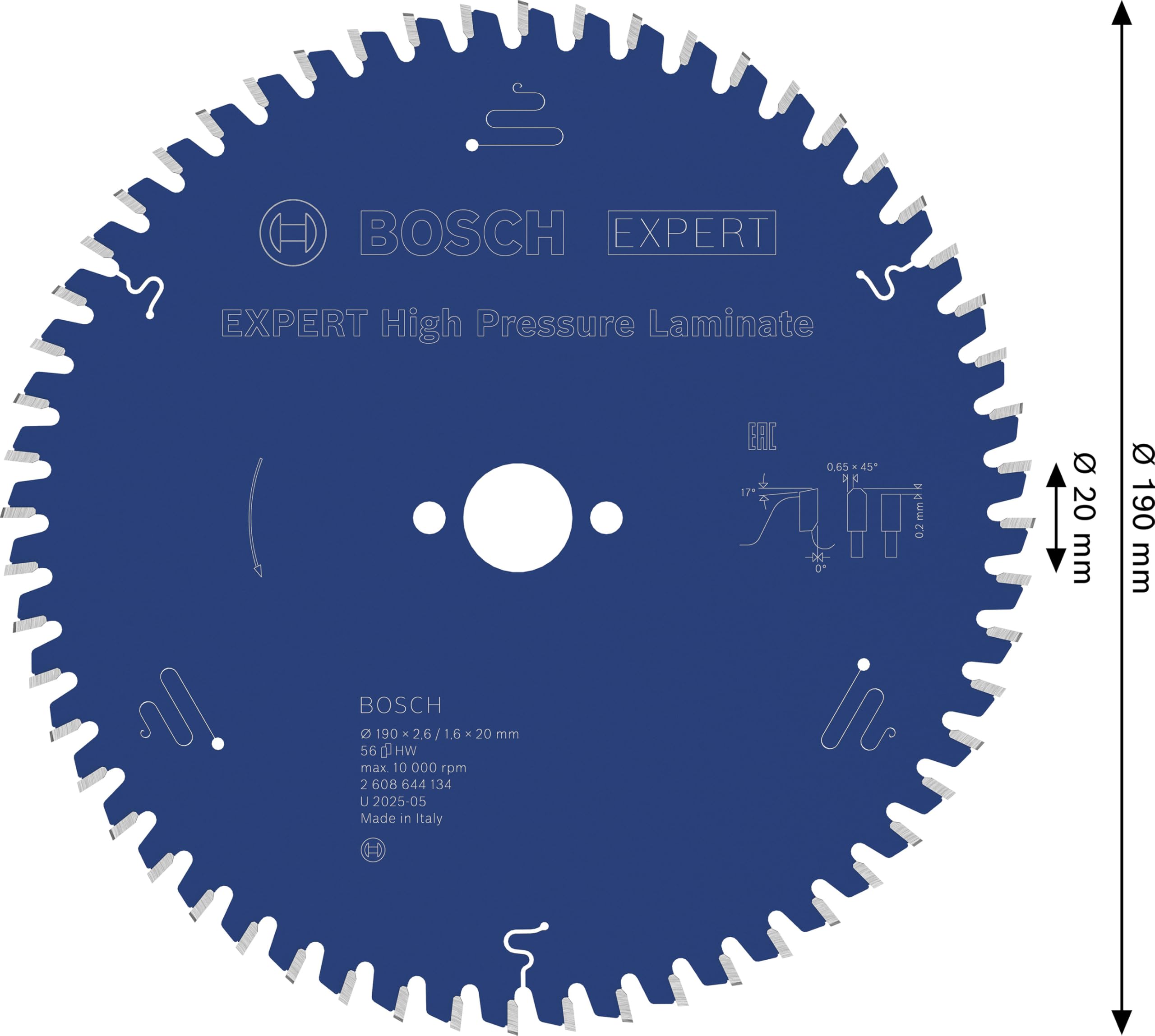Bosch EXPERT lame scie 190x20 mm T56 stratifié