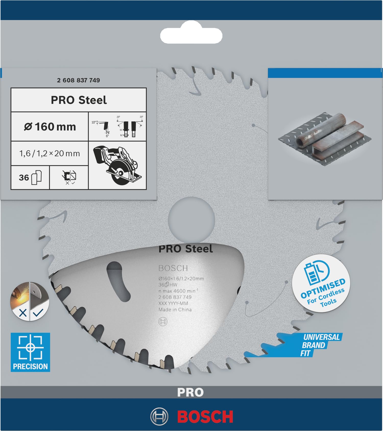 Bosch Pro Steel Lame scie circulaire 160 mm 36 dents